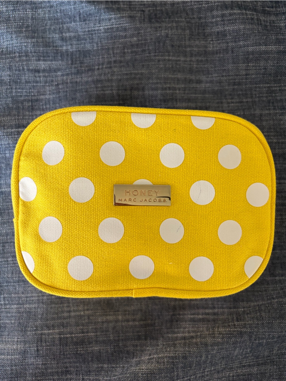 Marc Jacobs Yellow and White Polka Dot Cosmetic Bag